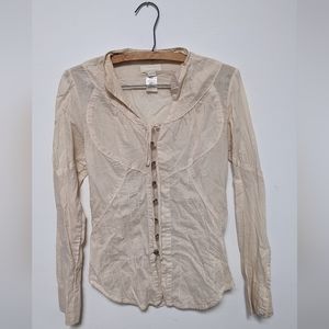 Vintage Diesel Western corset long sleeve cream blouse